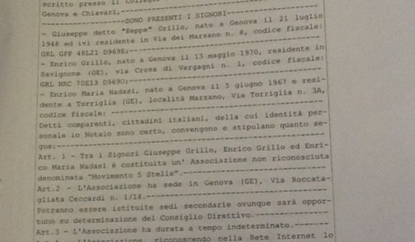 Il Movimento 5 Stelle ha uno statuto come tutti gli altri partiti politici e il presidente del Movimento è Beppe Grillo