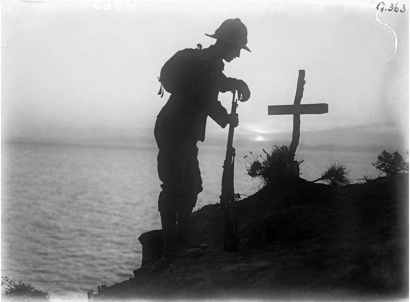 British Soldier Visiting Comrade's Grave at Gallipoli.jpg