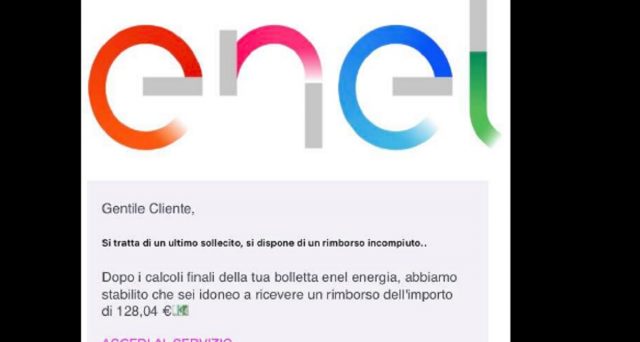 La nuova truffa ai danni di Enel Energia: stavolta si maschera con un finto rimborso solo per ingannare gli ignari utenti.