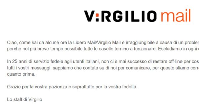 Virgilio e Libero Mail, disservizi.