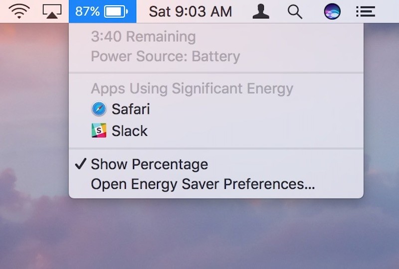 macbook pro percentuale batteria