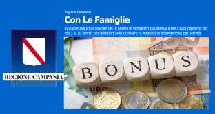 Al via i pagamenti per il bonus Con le famiglie, della Regione Campania.