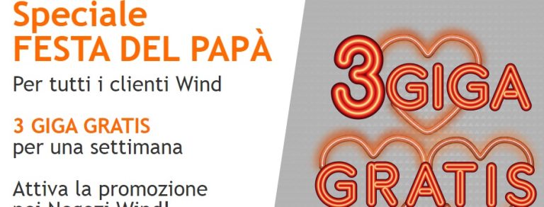 Ecco la Super offerta Wind speciale per la festa del papà del 19 marzo 2017: si avranno 3GB di internet gratis, ecco come attivare la promozione.