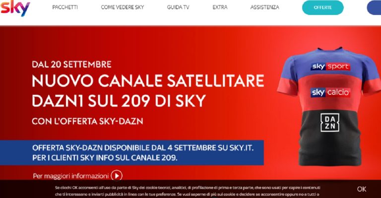 Ecco la super offerta combinata Sky-Dazn che sarà totalmente gratuita per i clienti Sky con pacchetto calcio e sport da più di tre anni: le info.