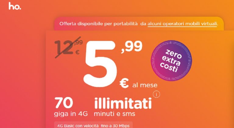 Dalla giornata di ieri, Ho.Mobile propone un'offerta galattica: promo con 70 Gb a 5,99 euro e costo di attivazione più sim card a 0,99 euro: i dettagli.