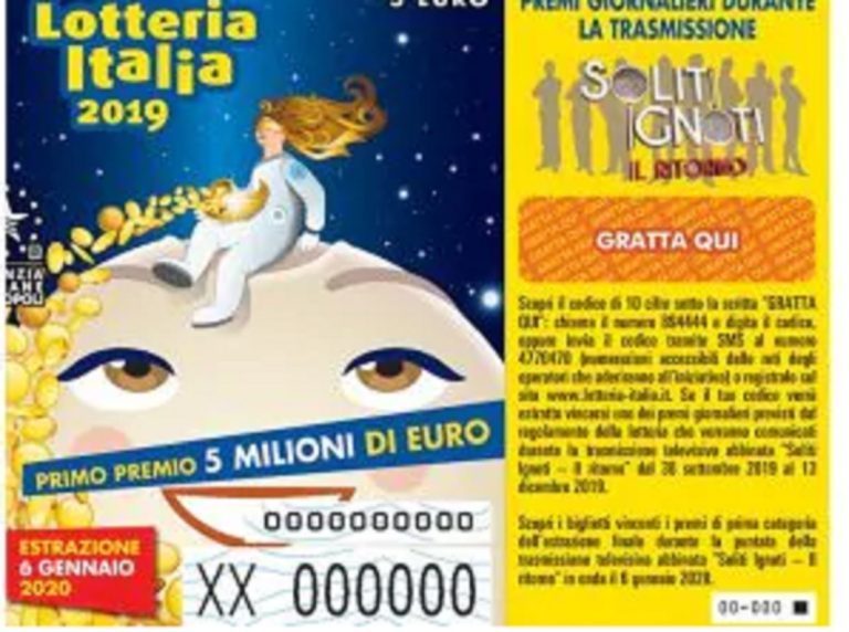 Numeri e serie dei biglietti di prima e seconda categoria estratti ieri 6 gennaio 2020 della Lotteria Italia nonché come riscuotere le vincite.