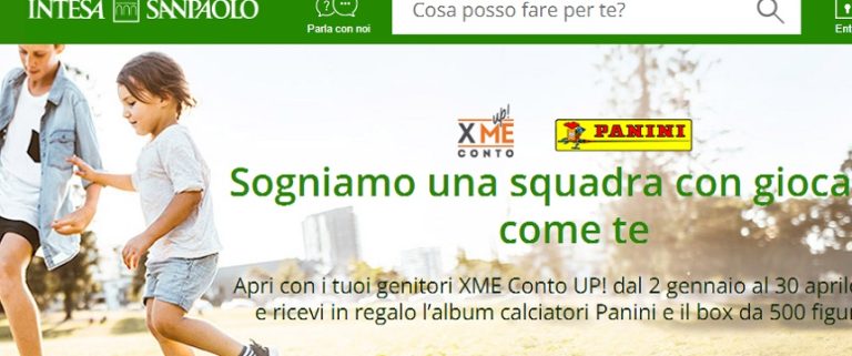 Chi ha meno di diciotto anni potrà aprire con i propri genitori lo XME conto Up grazie al quale riceverà due regali tra cui l'album e 500 figurine Calciatori Panini.