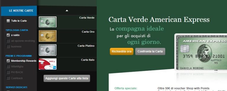 Ecco le principali caratteristiche ed i costi della carta verde American Express.