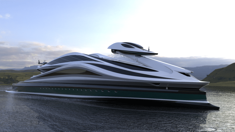 Il mega-yacht si chiama Avanguardia, la caratteristica unica di questa imbarcazione è la forma che ricorda la testa di un cigno.