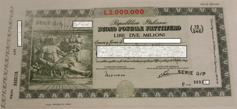 Buoni fruttiferi postali serie Q, R e S