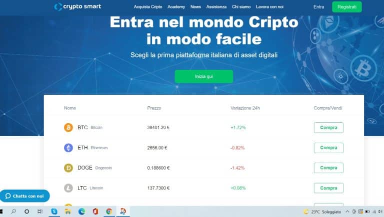 Nuova piattaforma di Cryptosmart per investire in Bitcoin, Ethereum, ecc