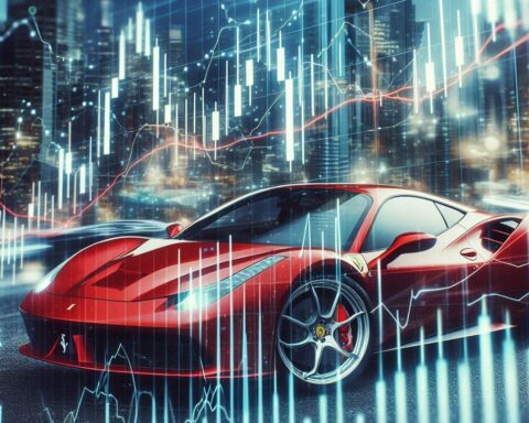 Vontobel: i wanna draw a complex financial candlestick chart and a ferrari on the background