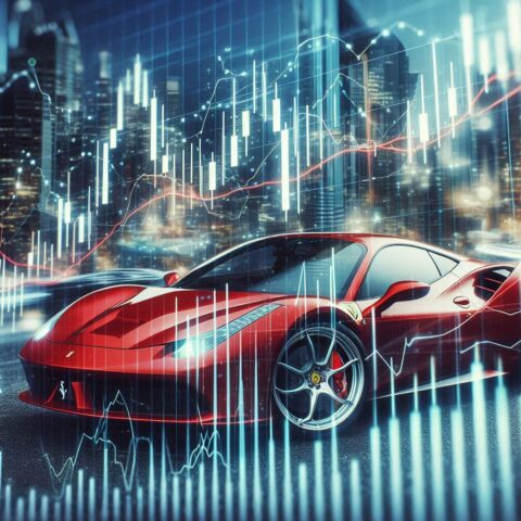 Vontobel: i wanna draw a complex financial candlestick chart and a ferrari on the background