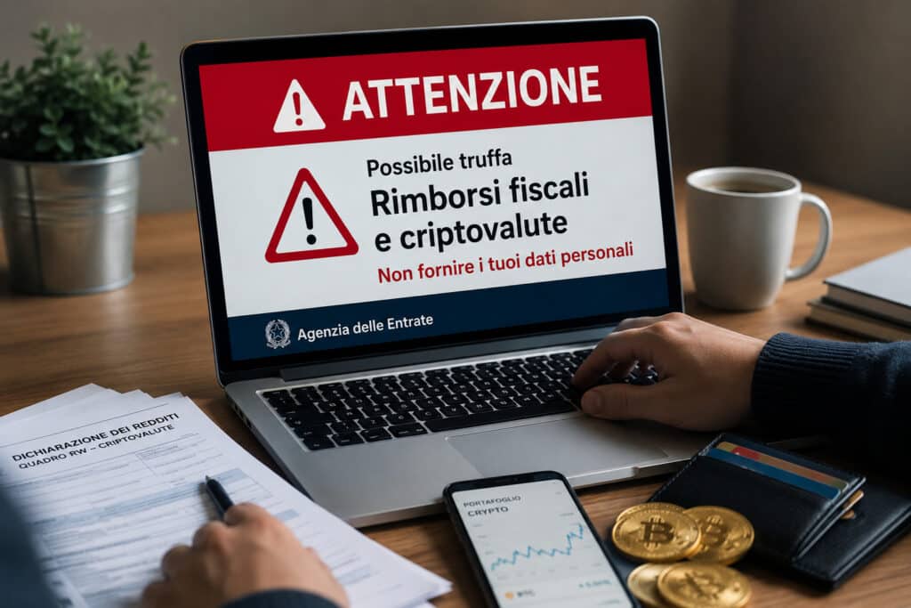 truffa rimborsi fiscali e criptovalute